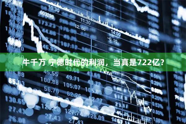 牛千万 宁德时代的利润，当真是722亿？