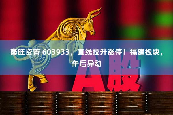 鑫旺资管 603933，直线拉升涨停！福建板块，午后异动