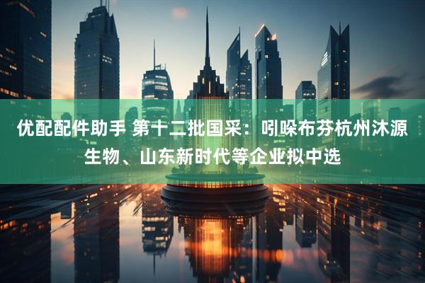 优配配件助手 第十二批国采：吲哚布芬杭州沐源生物、山东新时代等企业拟中选